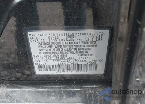 2015 Nissan Sentra S from USA, damaged, VIN 3N1AB7AP5FY231903